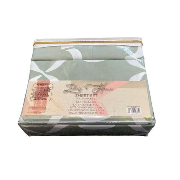 Luxurious Sage Green 6-Piece Full Sheet Set By Leluxe Home Polyester Lightweight - Picture 3 of 7
